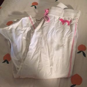 VS Pink white Capri sweat/pajama pants.